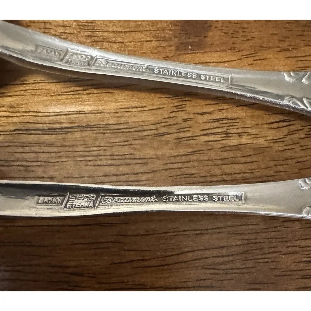 EKCO Eterna Set of 4 Dinner Forks Stainless Steel Floral, made in Japan
